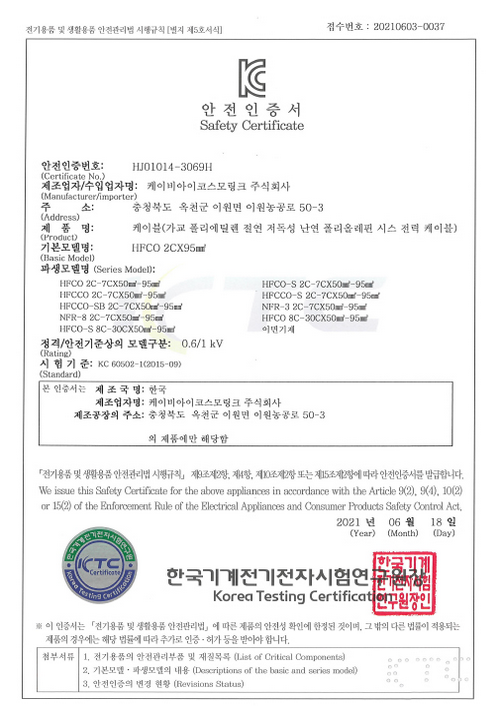 0.6/1kV HFCO 2C*95㎟